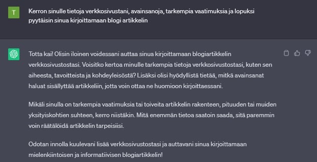 Chatgpt sisällöntuotanto